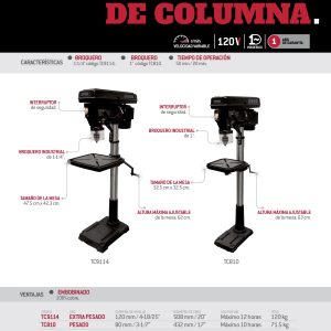 Taladro de banco y columna 1", 1 HP 120 V Urrea