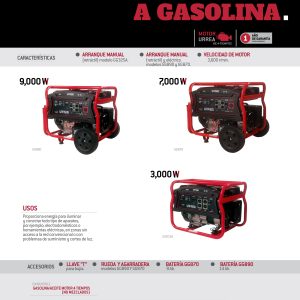 Generador a gasolina 9000 W, 457 cc, volatje de salida 120-240 V Urrea
