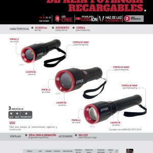Linterna de LED de alta potencia recargable de 1,000 lm Urrea