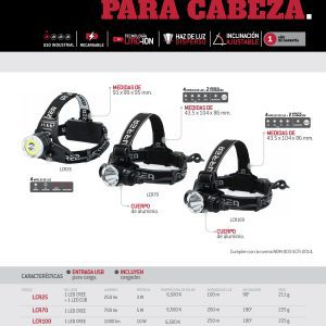 Linterna de LED para cabeza recargable de 250 lm Urrea