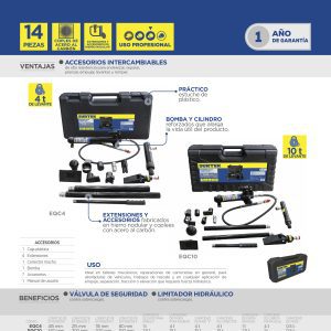 Equipo hidráulico para carrocero 4 toneladas, 14 piezas Surtek