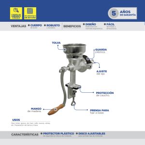 Molino para granos y nixtamal, 500 gr Surtek