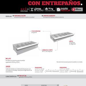 Gaveta para gabinete modular de entrepaños serie X 8" Urrea