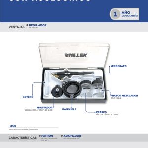 Juego de aerógrafo por succión capacidad 20 ml 35 PSI, 7 piezas Surtek