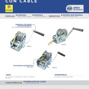 Malacate con manivela con cable 300 kg Surtek