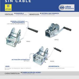 Malacate con manivela sin cable 1,100 kg Surtek