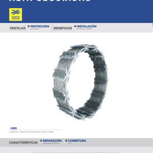 Concertina de seguridad punta tipo anzuelo, 8 puntas, 8 m, 5.3 kg Surtek