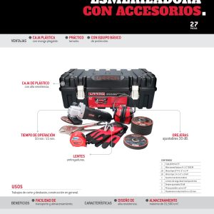 Juego de mini esmeriladora con accesorios 27 piezas, con caja plástica Urrea