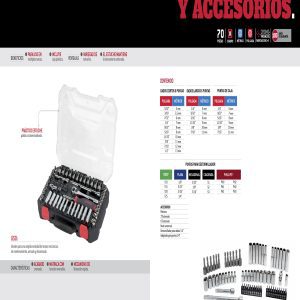 Juego de dados y accesorios cuadro de 1/4" combinado, 70 piezas Urrea