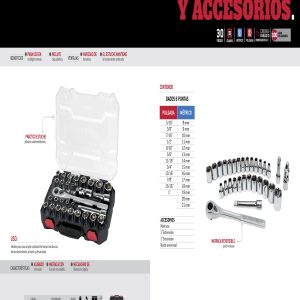 Juego de dados y accesorios cuadro de 1/2" combinado, 30 piezas Urrea