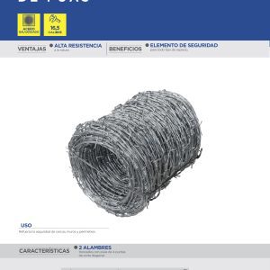 Alambre de púas calibre 16.5, 100 m, 4.8 kg Surtek