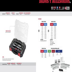 Juego de dados y accesorios cuadro de 1/4" y 3/8" combinado, 63 piezas Urrea