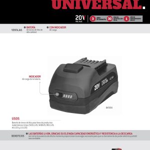 Batería Litio-ion universal, 20 V Urrea