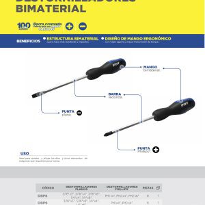 Juego de destornilladores con mango bimaterial combinados, 2 piezas en blíster Foy