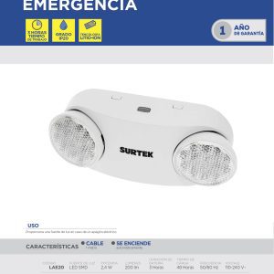 Lámpara de LED comercial para emergencia recargable de 200 lm Surtek