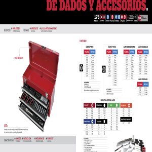 Juego combinado de herramienta 178 piezas, con caja metálica Urrea