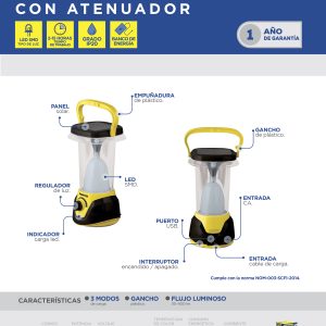 Linterna de LED para campamento recargable/solar de 400 lm Surtek
