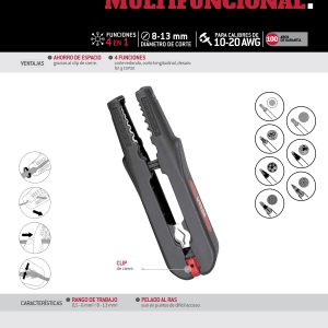 Pelacable multifuncional 10-20 AWG 4 en 1 Urrea