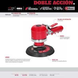 Lijadora neumática acción dual 6" 10,000RPM, eje de 5/16" Urrea