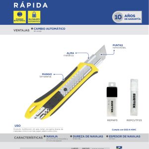 Repuesto de navajas utilitarias retráctiles, 5 piezas Surtek