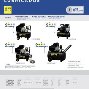 Compresor de aire eléctrico lubricado 10L, 1.5HP, 127V Surtek