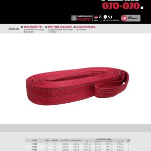 Eslinga de poliéster plana tipo ojo-ojo reforzada 4" x 3 m, 2 capas Urrea