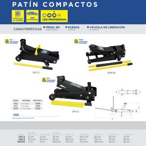 Gato hidráulico de patín compacto, 3.5 ton Surtek
