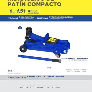 Gato hidráulico de patín compacto, 1.5 ton Foy