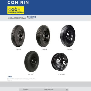 Llanta neumática reforzada de 4 capas de 16" con rin para carretilla Surtek