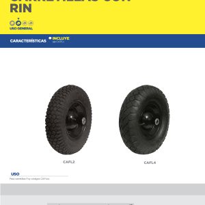 Llanta neumática 2 capas de 14" con rin para carretilla Foy
