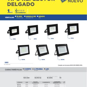 Reflector de LED SMD delgado 50 W de 5,000 lm Foy