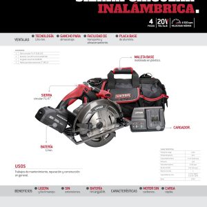 Juego de sierra circular a batería Li-ion 20 V, 4 piezas en maleta Urrea