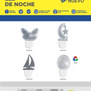 Lámpara decorativa de noche LED, RGB 0.2 W Foy