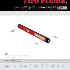 Linterna de LED tipo pluma recargable de 300 lm Urrea