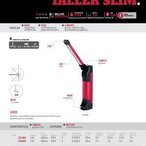 Linterna de LED tipo Slim para taller plegable recargable de 400 lm Urrea