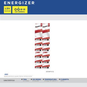 Tira de pilas alcalinas Energizer® "AA", 12 piezas Surtek