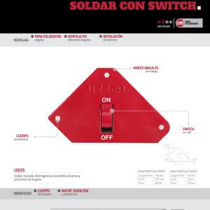 Esquina magnética para soldar multiangular con switch 4-21/32", 55 lb Urrea