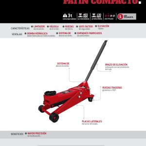 Gato hidráulico de patín compacto, 3 ton Urrea