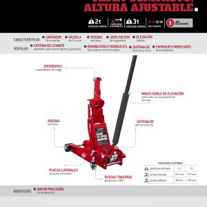 Gato hidráulico de patín compacto, 3 ton Urrea