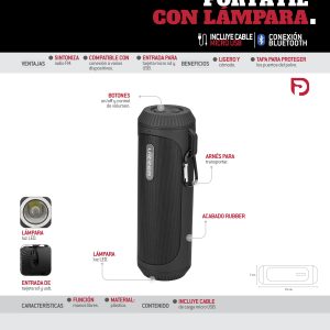 Bocina portátil vía Bluethooth con lámpara Urrea