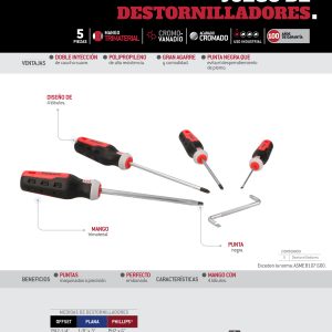 Juego de destornilladores con mango trilateral combinados, 5 piezas en blíster Urrea