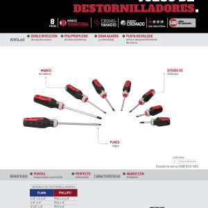 Juego de destornilladores con mango trilateral combinados, 8 piezas en blíster Urrea