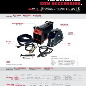 Juego de soldadora inverter TIG con accesorios, 5 piezas Urrea