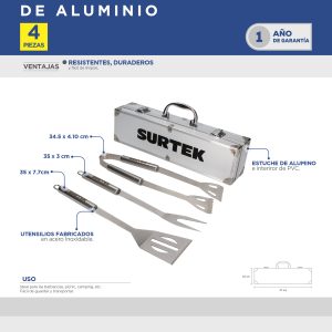 Kit de asado con estuche, mandil, guante y 3 utensilios Surtek