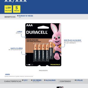 Pila alcalina Duracell® "AAA", 5 piezas Surtek
