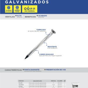 Clavo para concreto galvanizado 3-1/2", 1 kg Surtek