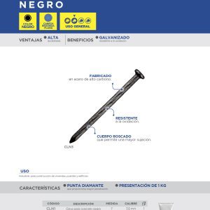 Clavo para concreto fosfatizado 3", 1 kg Surtek