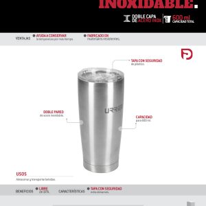 Termo de acero de 600 ml Urrea