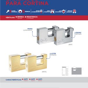 Juego de candados para cortina 80 mm, latón brillante, llave estándar, 2 piezas Lock