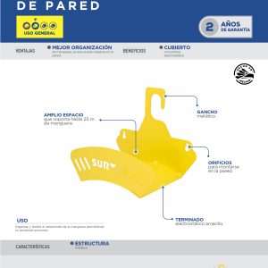 Porta manguera de pared metálico, capacidad de 25 m Surtek